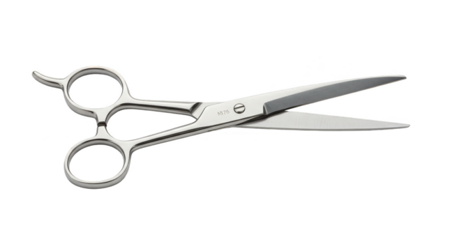 Illustration of Shiny Metal Hair Scissors for Haircut Tool on Transparent Background