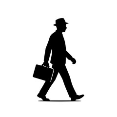 Silhouette of Businessman in Formal attire with Briefcase