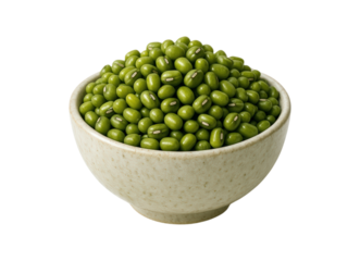 Bowl of Mung Beans, Isolated on Transparent and White Background