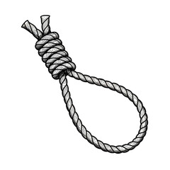 Illustration of Simple Noose Rope with Clear Knot and Loop on Transparent