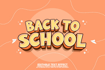 3D cartoon style text effect for back to school poster, banner and background