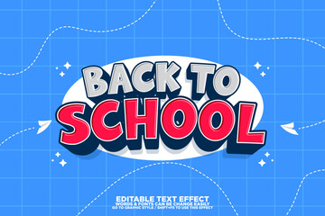 3D cartoon style text effect for back to school poster, banner and background