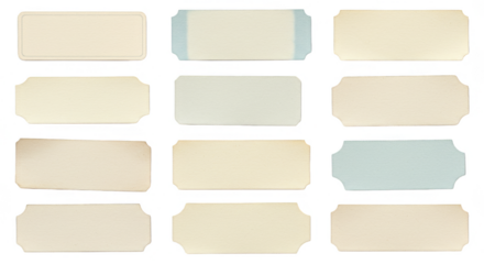 Vintage Beige and Blue Rectangle Labels Pattern On Transparent Background