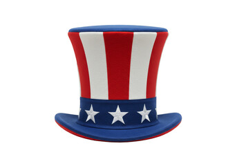 Isolated Patriotic Hat with Red White and Blue Glitter and Stars on Transparent Background