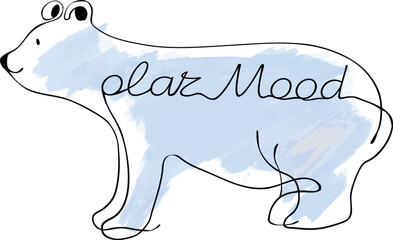 可愛い白くまのシンプル線画イラスト