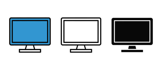 Simple Computer Monitor Icons in Different Colors