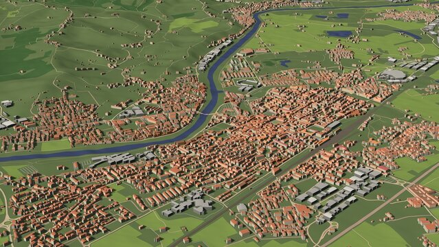 3D illustration of city and urban in Empoli Italy