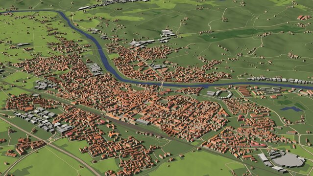 3D illustration of city and urban in Empoli Italy