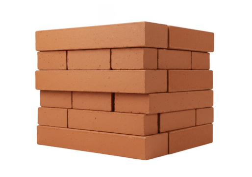 Isolated Pile of Red Bricks Texture Building Construction Material - Powered by Adobe