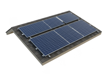 Illustration of Solar Panels Installed on Asphalt Shingle Roof for Power
