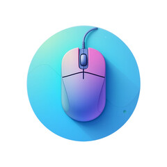Gradient Wired Computer Mouse on Blue Background Digital Device Tech Icon