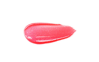 Bright red lip gloss isolated on white