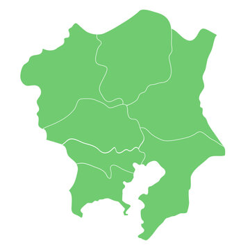 関東地方のシルエットイラスト（千葉県, 埼玉県, 神奈川県, 茨城県, 栃木県, 群馬県, 東京都）