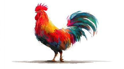 Colorful rooster illustration on white background