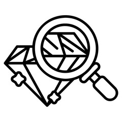Magnifying Glass with Diamond vector icon. Jewelry icon line style. perfect use for logo, presentation, website, and more. modern icon design outline style