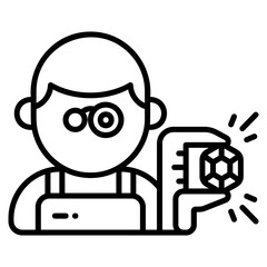 Fototapeta premium Gem Craftsman Avatar vector icon. Jewelry icon line style. perfect use for logo, presentation, website, and more. modern icon design outline style