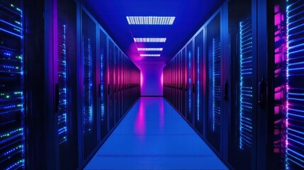 Fototapeta premium Futuristic server room interior