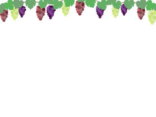 秋にぴったりな美味しそうなブドウのフレーム背景イラスト素材