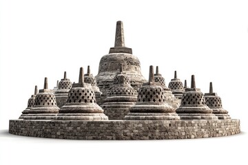 Candi borobudur isolated on white background