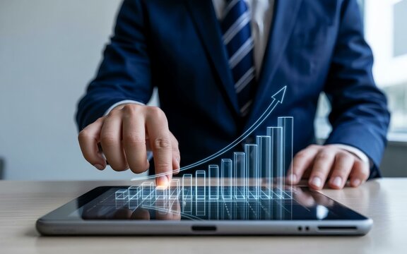 Business growth analysis digital interface image