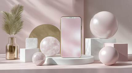 mockup pink phone cosmetics romantic