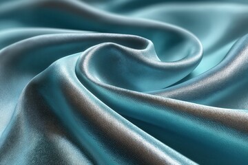Luxurious Blue Silk Fabric with Shiny Satin Finish. Elegant Fashion Textile and Decorative Drapery