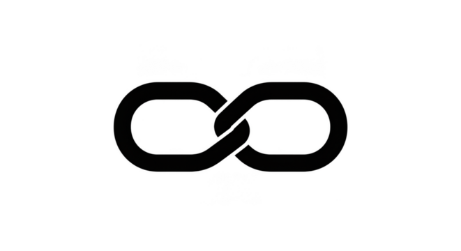 Abstract Glitchy Infinity Symbol on Black Background Illustration
