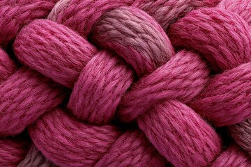 Vibrant Pink Macrame Braid Texture. A Closeup of Stylish Handicraft Weave Design