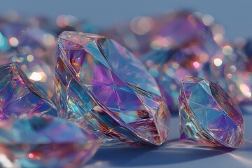Luxury Diamond Gemstones Sparkle. Colorful Crystals Shine with Vivid Brilliance - Macro Close-Up Background