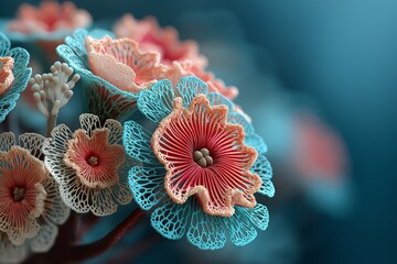 Intricate 3D Floral Art. Vibrant, Whimsical, Nature-Inspired Texture and Design