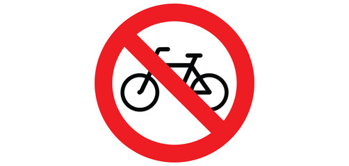 Clear prohibition sign indicating no cycling allowed with a bicycle icon and red circle