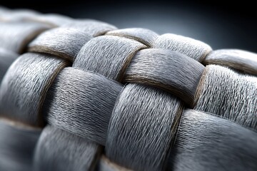 Enhanced Macro Close-up of Metallic Braid Pattern. Texture-Rich Modern Design in Artistic Detail