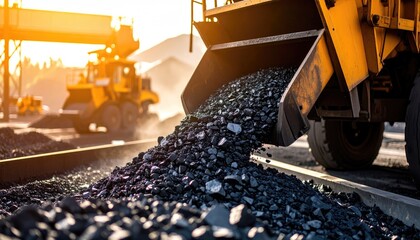 Industrial mining truck unloading