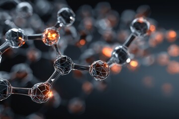 Futuristic 3D Molecule Structure. Abstract Scientific Visualization in Biotechnology and Molecular Biology