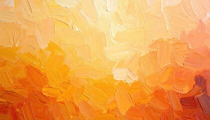 Abstract Impasto Painting With Blended Brushstrokes Showing Warm Orange And Yellow Tones