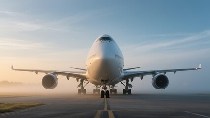 Majestic Airplane on Runway at Dawn A Breathtaking View