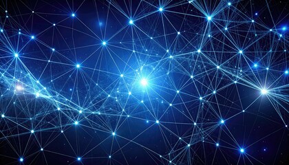 Abstract Representation Of Dark Matter Filament Web Against A Starry Blue Background