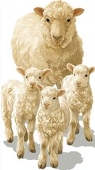 Sheep family group illustration