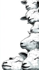 Sheep heads vertical row