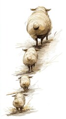 Sheep ascending path illustration
