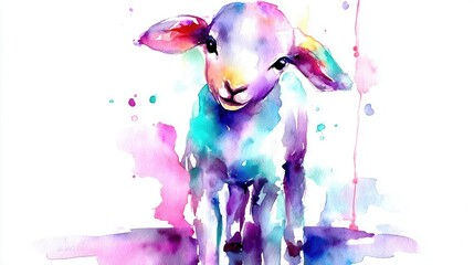 Watercolor lamb illustration