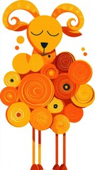 Orange decorative sheep illustration