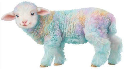 Pastel colored lamb illustration