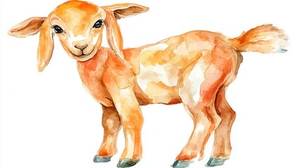 Cute watercolor goat illustration