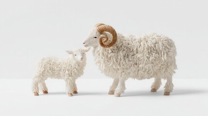 White sheep and lamb illustration