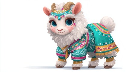 Cute dressed goat illustration