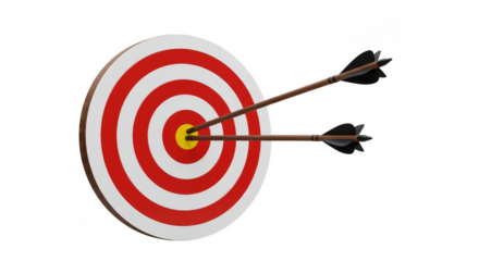 Illustration of Target with Two Arrows Hitting Bullseye in Transparent Backdrop