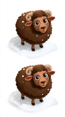 Two cartoon sheep on snow