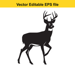 Obraz premium Majestic Whitetail Deer Silhouette A Striking Black and White Depiction of Wildlife in Simple Form Embodying Elegance and Power