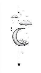 Sheep on the moon illustration